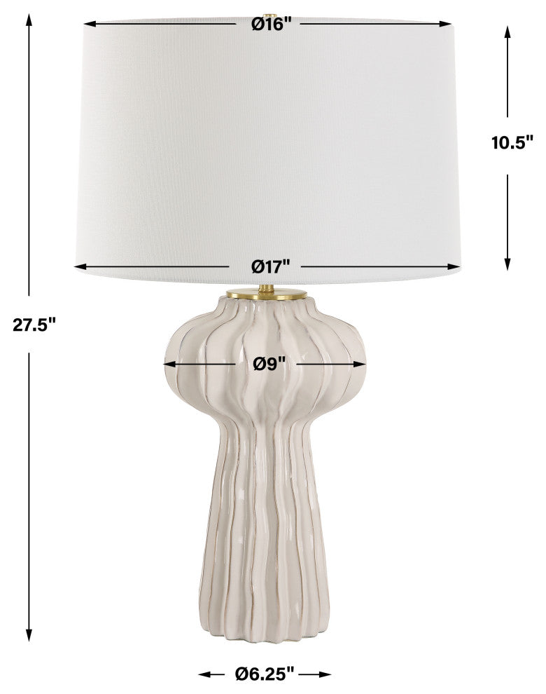 Uttermost Wrenley Ridged White Table Lamp