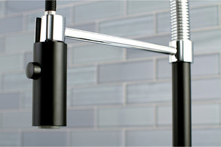 Gourmetier Single-Handle Pre-Rinse Kitchen Faucet, Matte Black/Polished Chrome