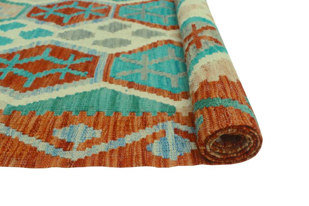 Sangat Kilim Ansley Rust/Green Runner, 2'9x8'9