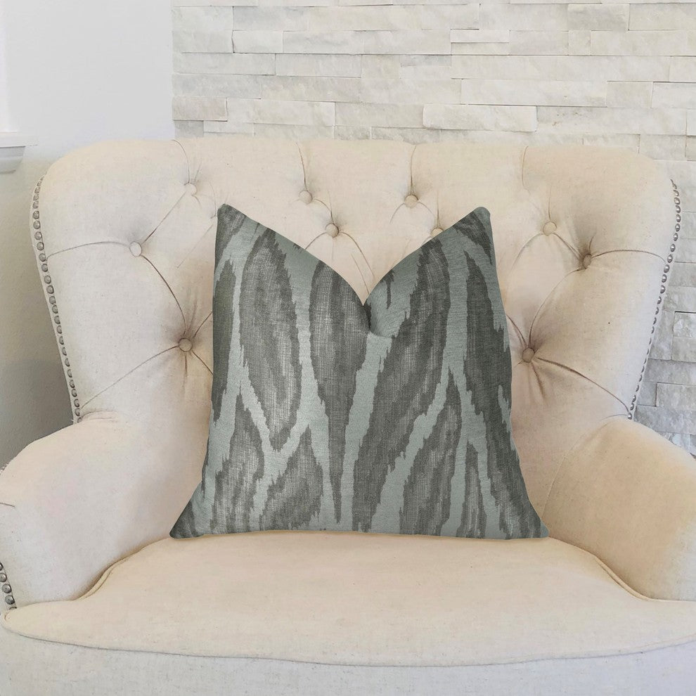 Agate River Gray Silver Ivory Handmade Luxury Pillow, 24"x24"