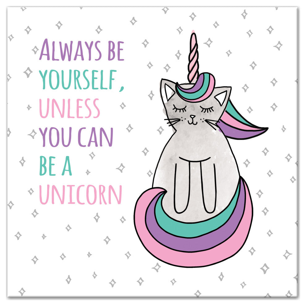 Be a Unicorn Cat 24x24 Canvas Wall Art