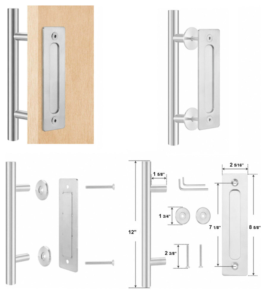 Mirrored Sliding Barn Door with Mirror insert with Hardware Kit + Fascia, 2x Mir