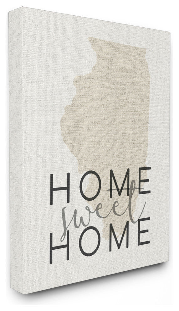 ''Home Sweet Home Illinois Typography'', Stretched Canvas, 24"x1.5"x30"