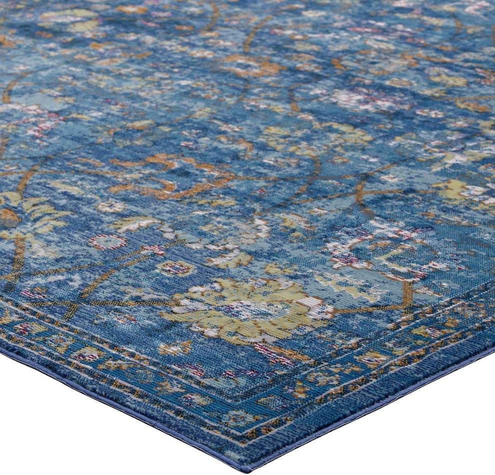 Minu Distressed Floral Lattice 5x8 Area Rug