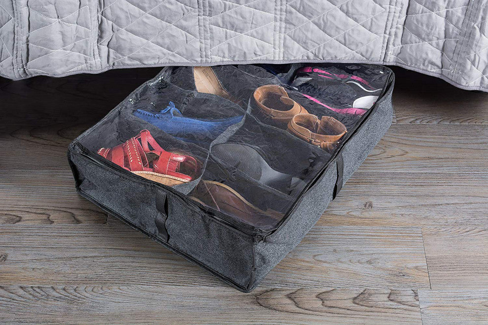 Black Linen 8 Shoes Soft Storage