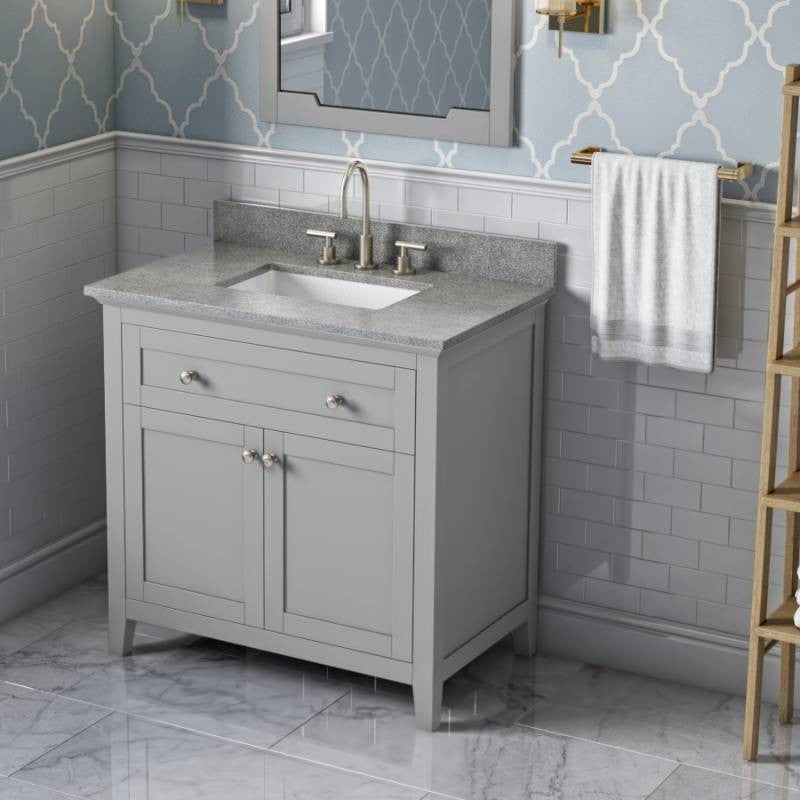Chatham Traditional 36" Grey Single Sink Vanity, Steel Grey Cultured Marble Vani
