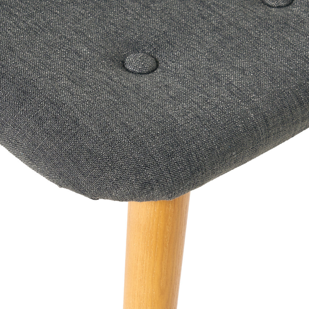Hariata Mid-Century Modern Wingback Chair and Ottoman Set, Muted Dark Gray