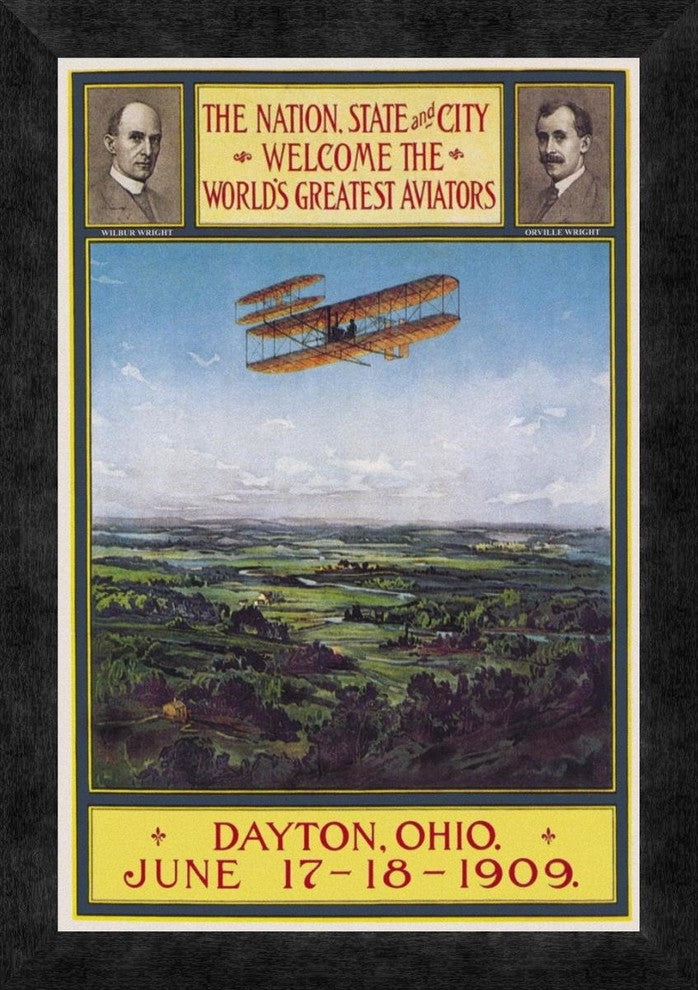 "Dayton, Ohio Welcomes the Wright Brothers"  by Wlker Litho, 14x20"