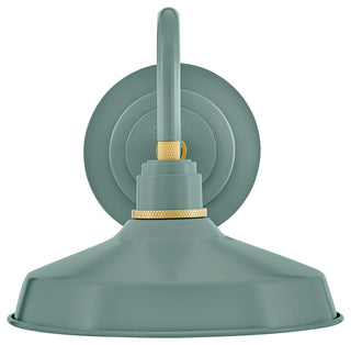 Hinkley Foundry Classic Small 9.5" Gooseneck Barn Light, Sage Green + Brass
