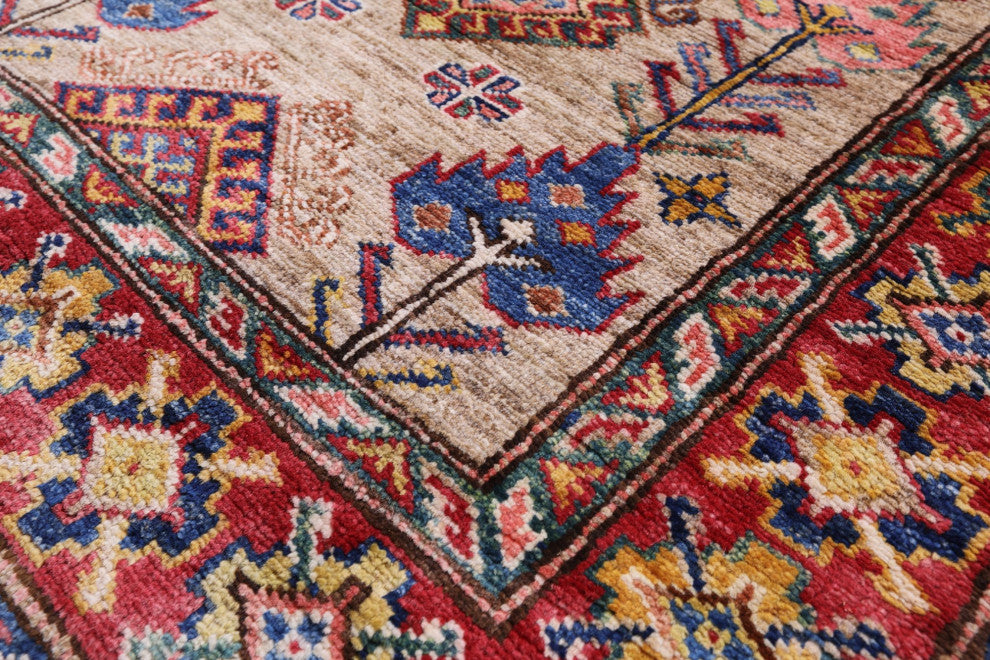 2' 7" X 9' 10" Runner Super Kazak Hand-Knotted Wool Rug Q7705