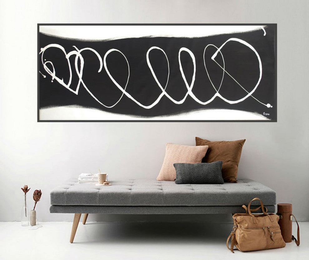 Abstract Contemporary Minimalist Art Painting, Black and white minimal art