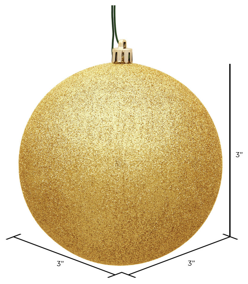 Vickerman 3" Honey Gold Glitter Ball Ornament, 12 per Bag
