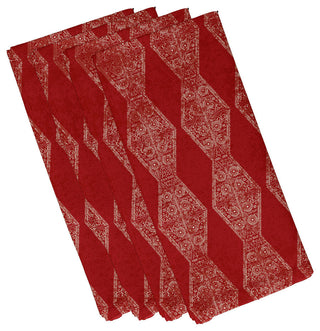 Pyramid Stripe, Print Napkin, Set of 4, Red