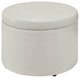 Convenience Concepts Designs4Comfort Round Shoe Ottoman in Ivory Faux Leather