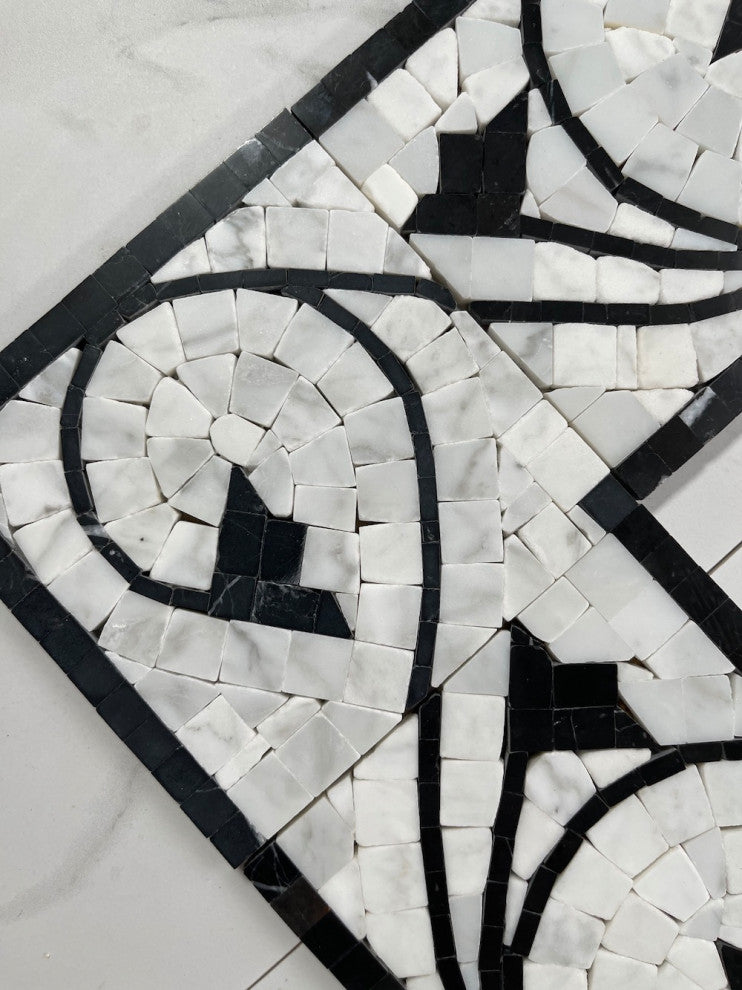 Marble Mosaic Border Listello Accent Tile Agean Bianco 5x14.5 Polished, 1 piece