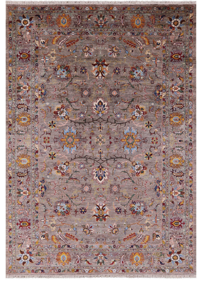 6' 11" X 9' 11" Persian Tabriz Hand-Knotted Wool Rug Q10115