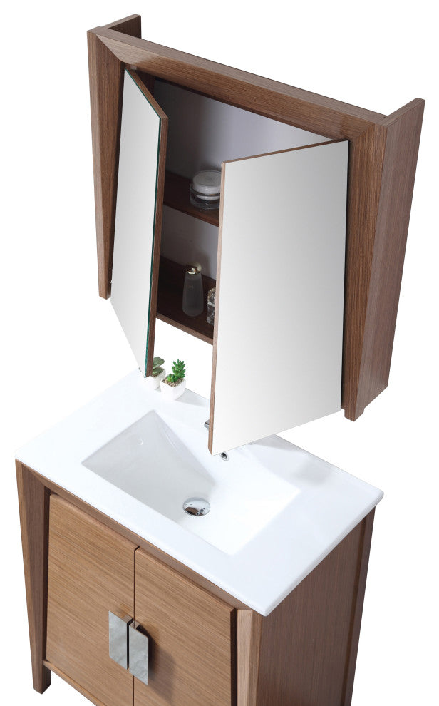 30" Larvotto Light Wheat Modern Bath Vanity, With Medicine Cabinet