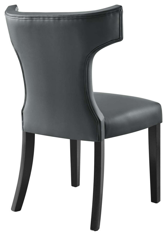 Curve Vegan Leather Dining Chair, Gray