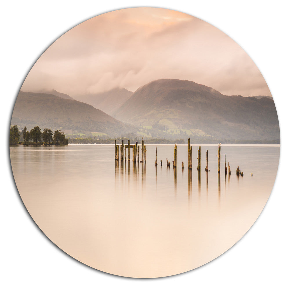 Loch Lomond Jetty And Mountains, Landscape Wall Round Wall Art, 11"