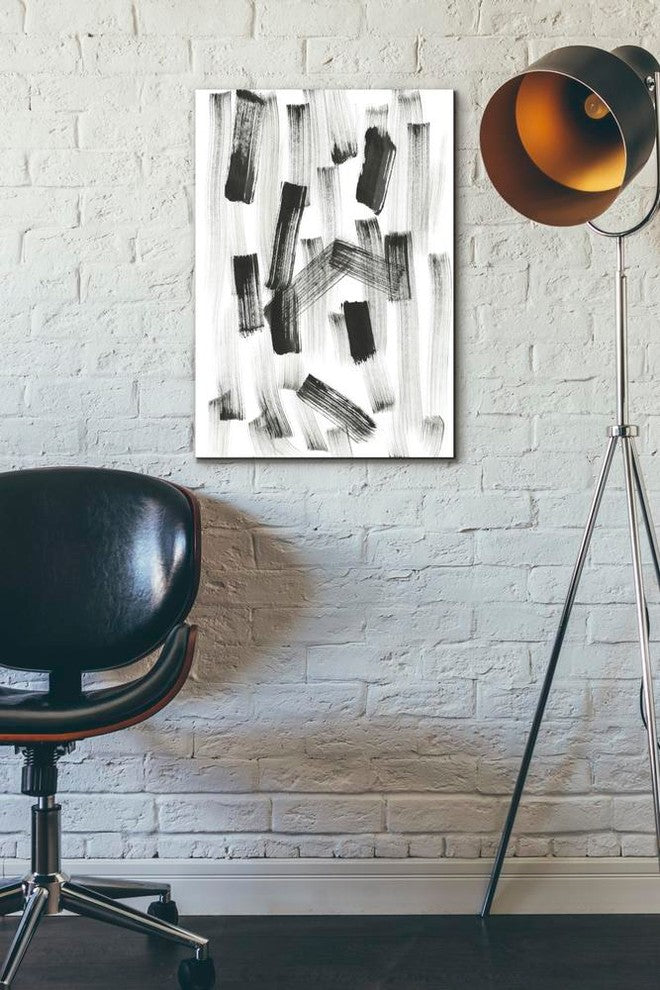 Epic Graffiti 'Black and White Strokes North' Giclee Canvas Wall Art, 18"x26"