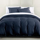 Hera Washed Linen Flange Duvet Cover, 1 Piece, Navy, Twin