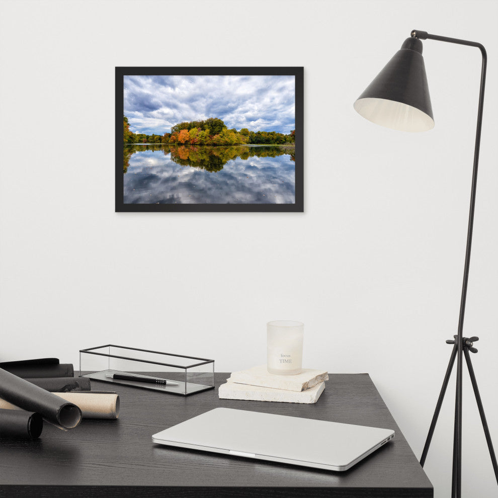 Autumn Reflections Rural Landscape Framed Photo Paper Wall Art Prints, Black, 12" X 16"