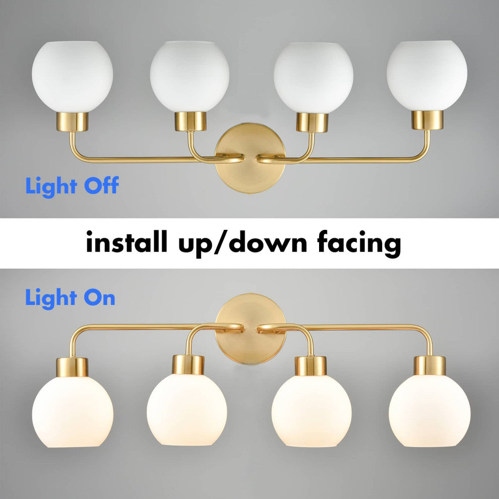 Modern Bath Vanity Light Wall Sconce Gold, 4-Light