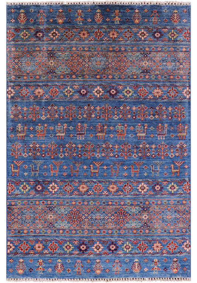 3' 11" X 5' 10" Hand-Knotted Tribal Persian Gabbeh Rug Q5678