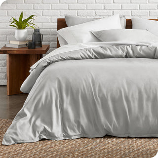 Bare Home Microfiber Duvet Cover & Sham Set, Light Gray, Queen