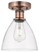 Bristol Glass-1 Light 8" Semi-Flush Mount-Antique Copper, Clear Glass Shade