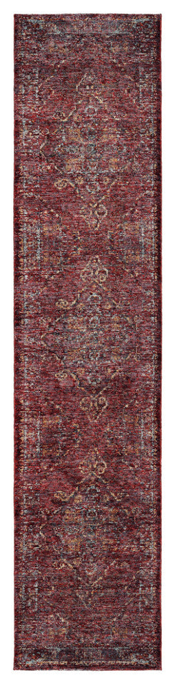 12' Runner Red and Gold Oriental Power Loom Runner Rug