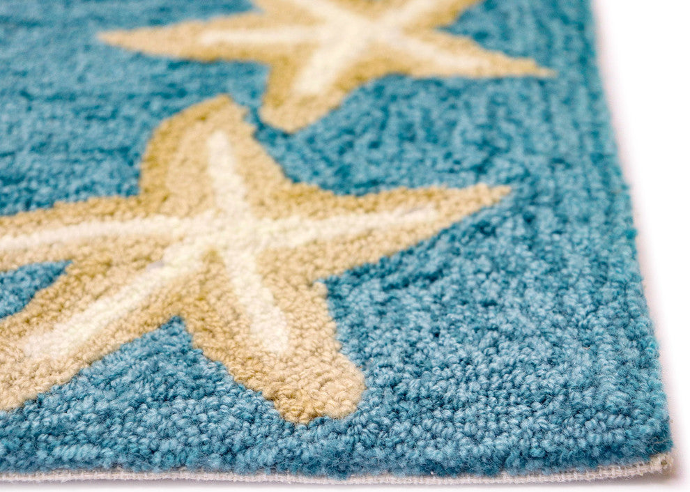 Capri Starfish Border Indoor/Outdoor Rug Aqua, Aqua, 7'6"x9'6"