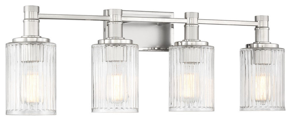 Concord 4-Light Bathroom Vanity Light, Silver and Polished Nickel