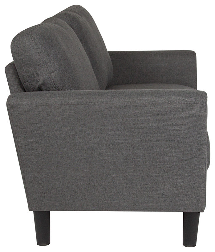 Bari Upholstered Loveseat, Dark Gray Fabric