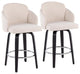 Lumisource Dahlia Counter Stool, Black Wood/Cream Fabric, Round Chrome Footrest