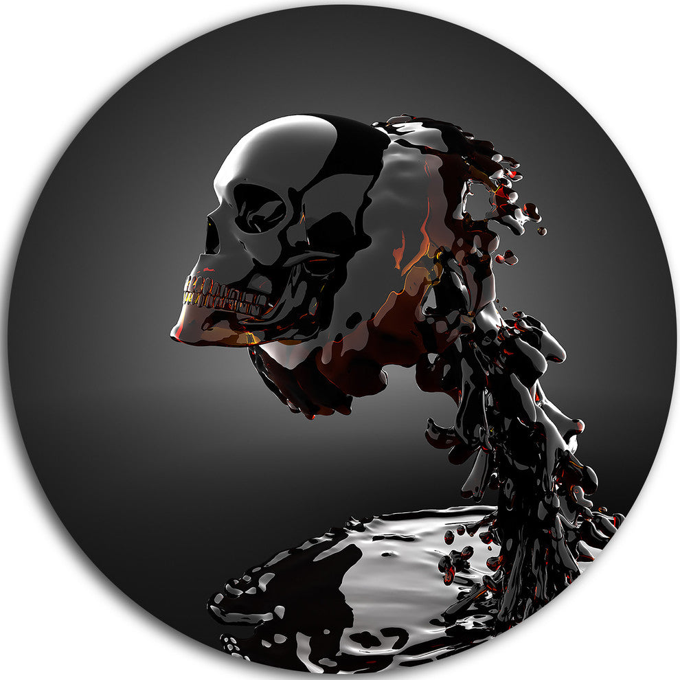 Skull In Liquid, Portrait Digital Art Round Wall Art, 23"