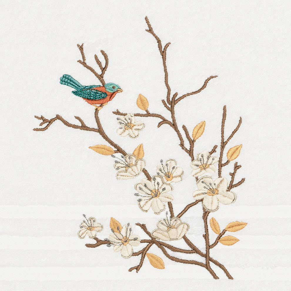 Linum Home Textiles Spring Time Embellished, White, Bath Towel, Single