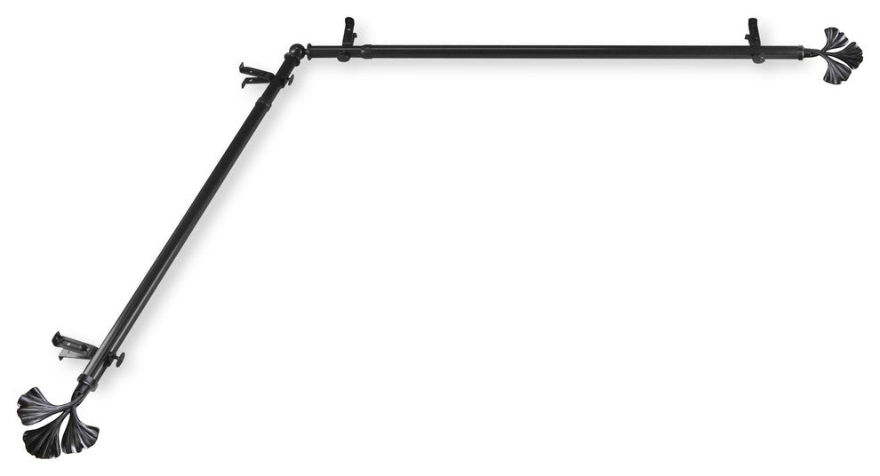 Florence 13/16 inch Corner Window Curtain Rod, Black, 48-84"