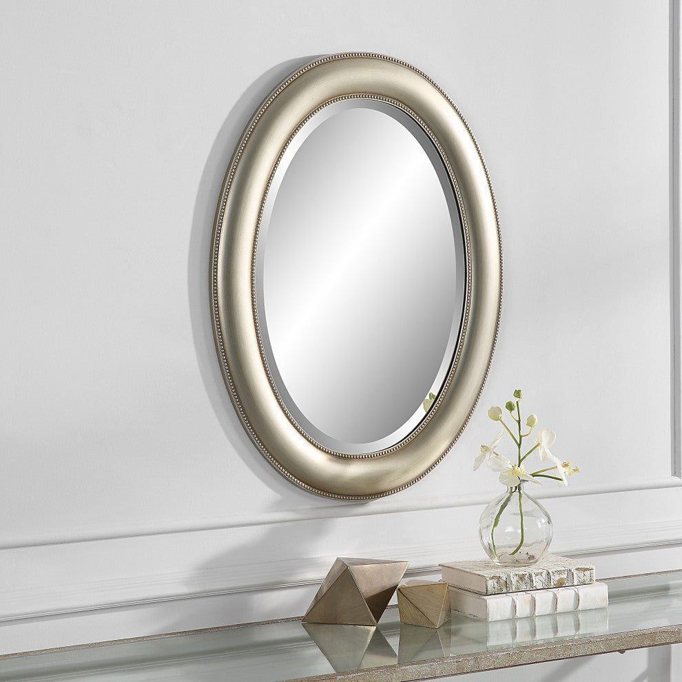 29" Farmhouse Gray Oval Mirror