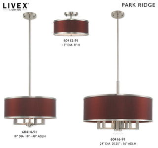 Livex Lighting Brushed Nickel 6 + 1 * Light Pendant Chandelier
