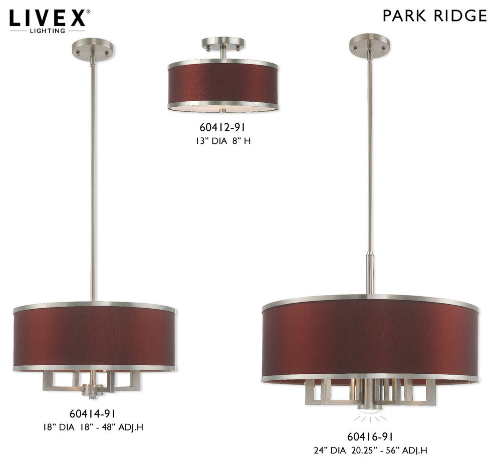 Livex Lighting Brushed Nickel 6 + 1 * Light Pendant Chandelier