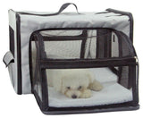 Dual-Expandable Wire Folding Lightweight Collapsible Pet Crate, Gray, X-Small