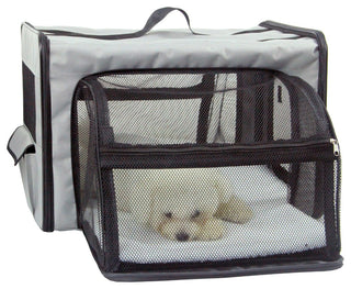 Dual-Expandable Wire Folding Lightweight Collapsible Pet Crate, Gray, X-Small