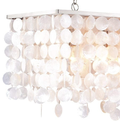 Elsa Capiz Shell 36" Rectangular Pendant, Satin Nickel