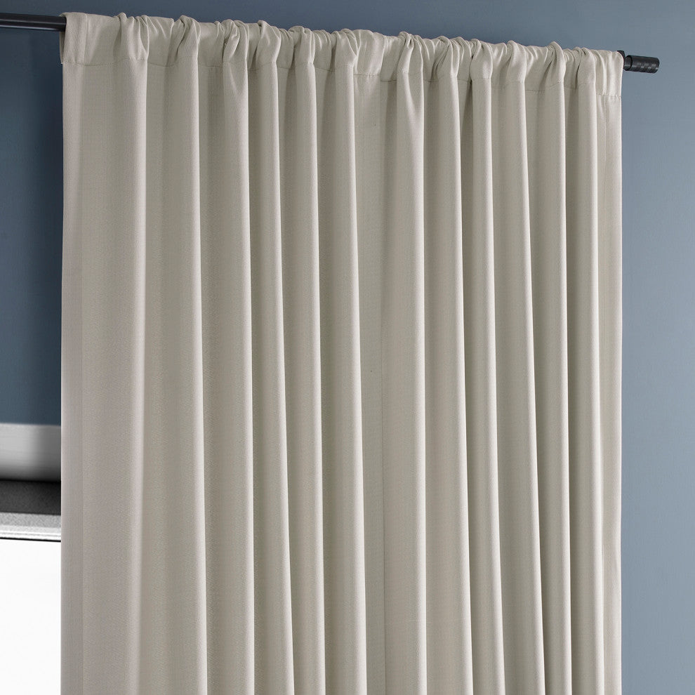 Faux Linen Extra Wide Room Darkening Curtain Single Panel, Birch, 100"x84"