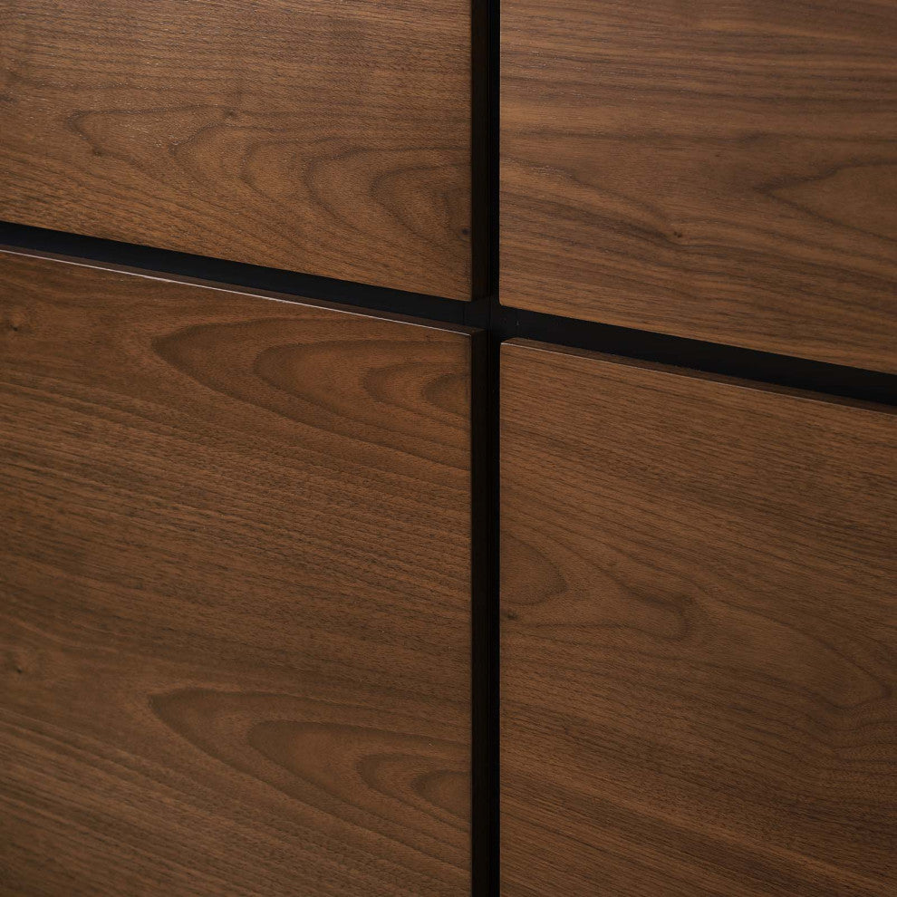 Platform Bed Frame, Queen Size, Wood, Brown Walnut, Modern Farmhouse, Bedroom