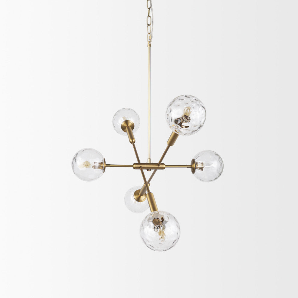 Britton Gold Metal With Clear Glass Globes 6-Light Chandelier