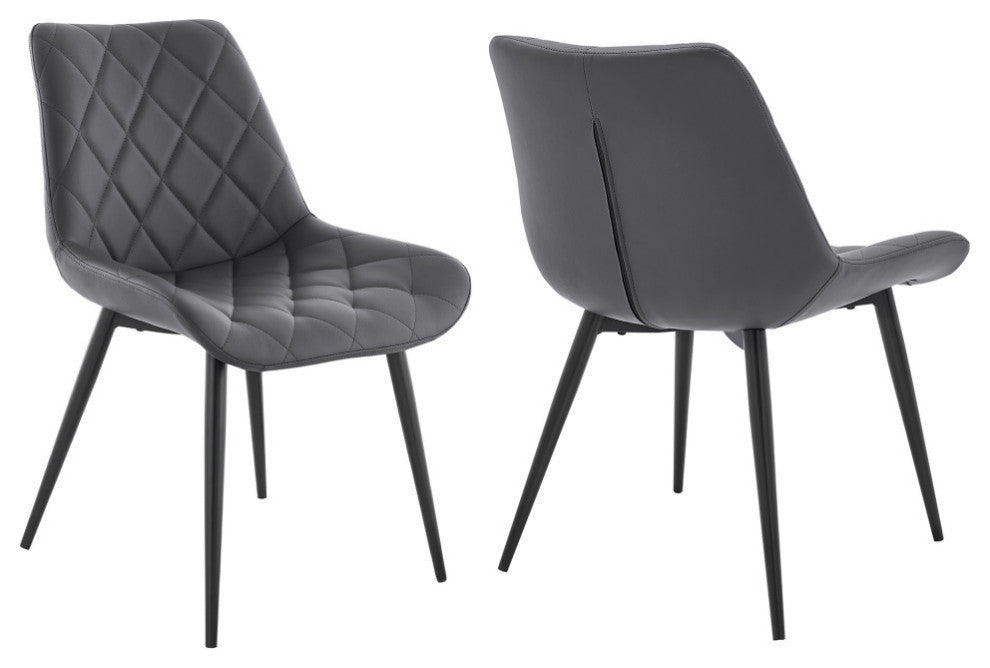 Loralie Gray Faux Leather and Black Metal Dining Chairs, Set of 2