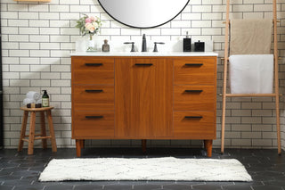 Home Living Modern Natural Oak-Light Bathroom Vanity, Teak, 48"