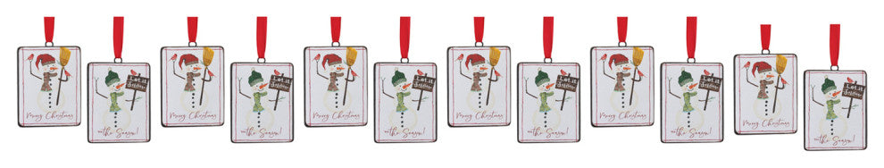 Snowman Sentiment Ornament, Set of 12
